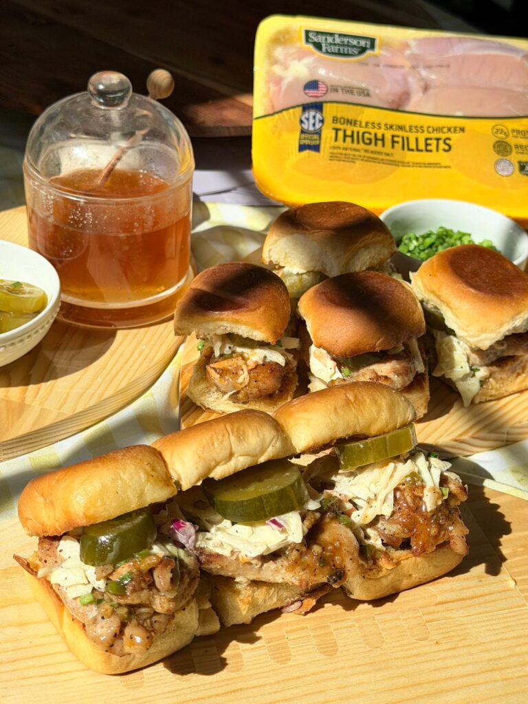 Cajun Honey Butter Chicken Sliders with Tangy Coleslaw