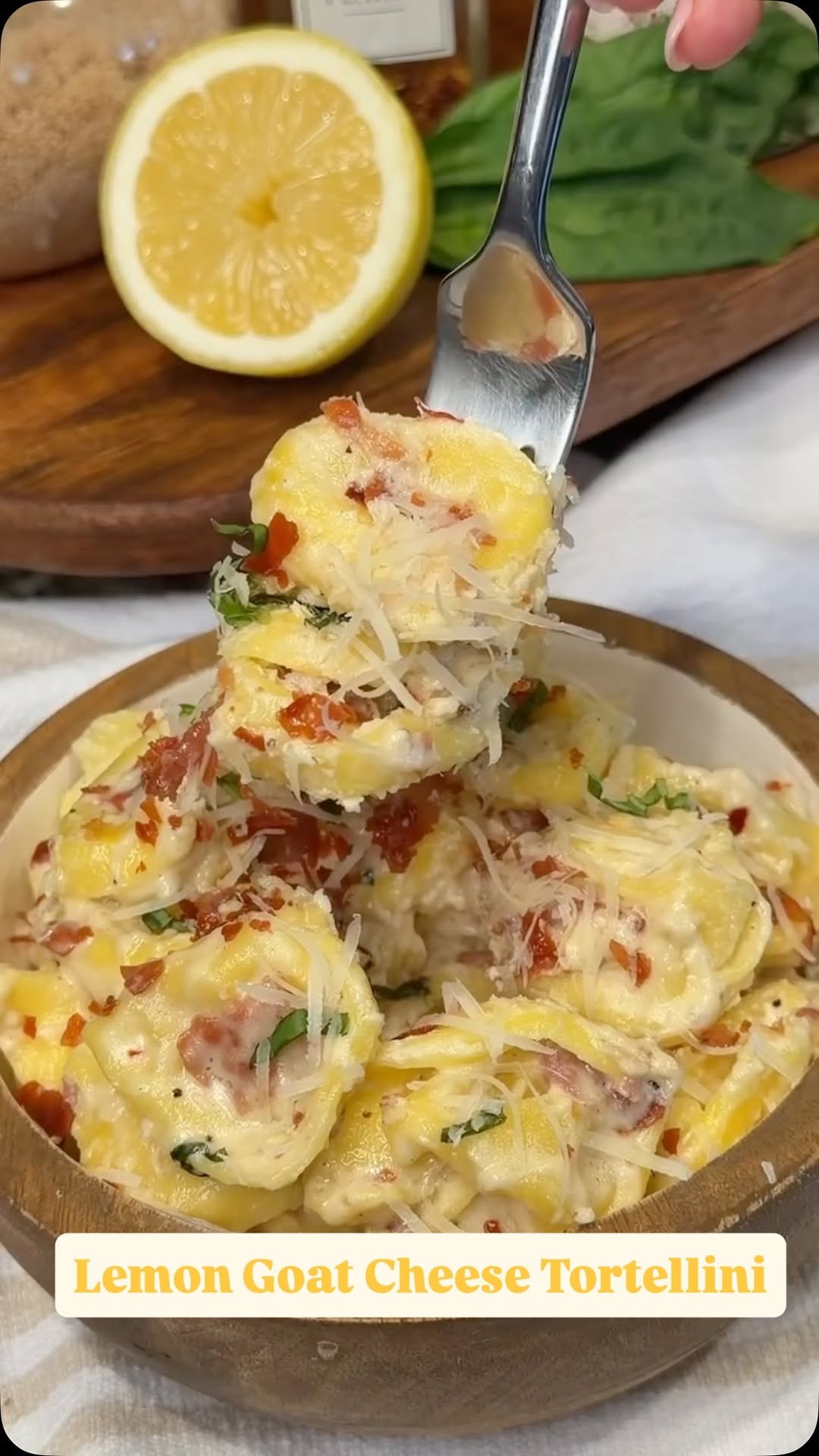 Creamy Lemon Goat Cheese Tortellini