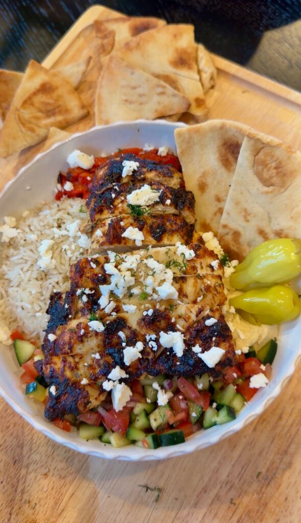 Greek Bowl with Air-Fried Greek Yogurt Chicken