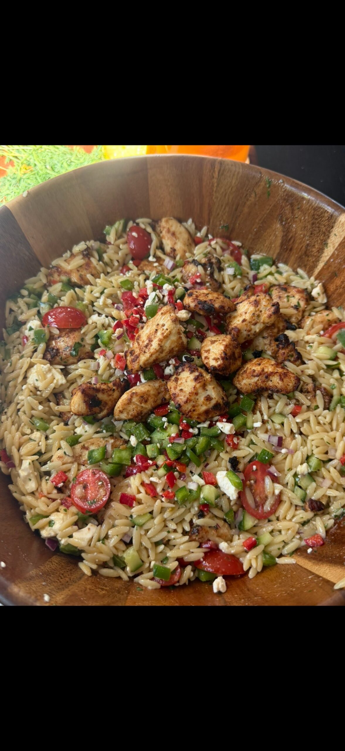 Greek Orzo Pasta Salad with Air Fryer Greek Yogurt Chicken