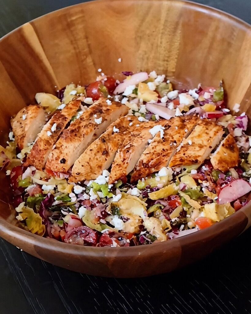 Grilled Chicken & Brussels Chopped Salad