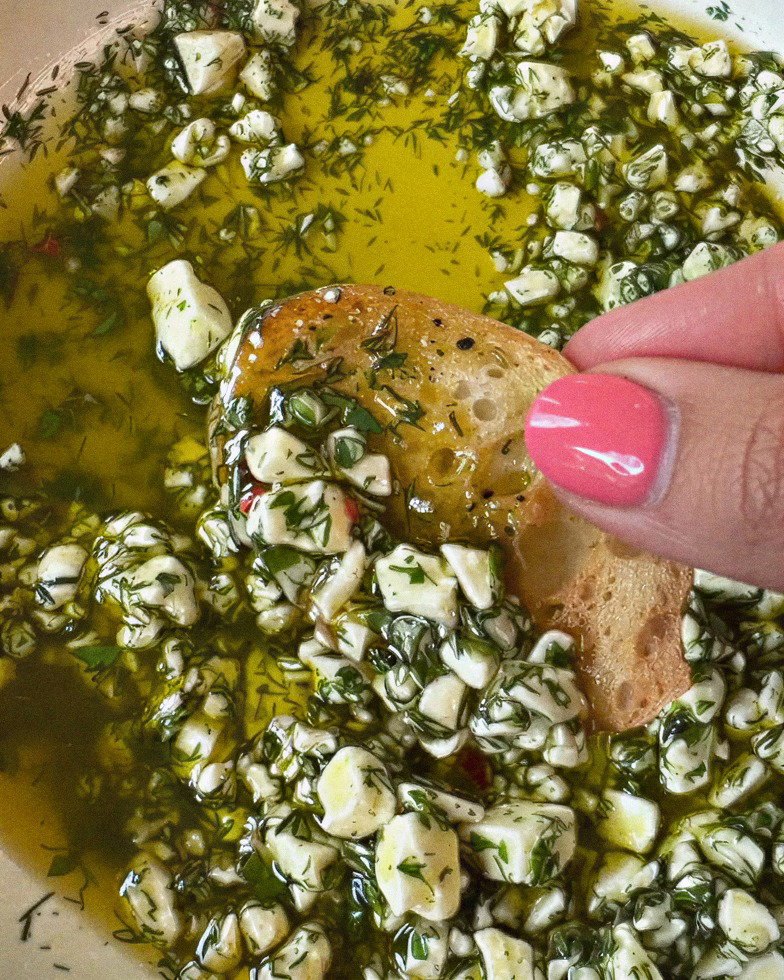 Lemon Feta Dill Bread Dipping Oil