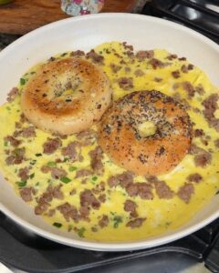 One-Pan Sausage, Egg & Cheese Bagel