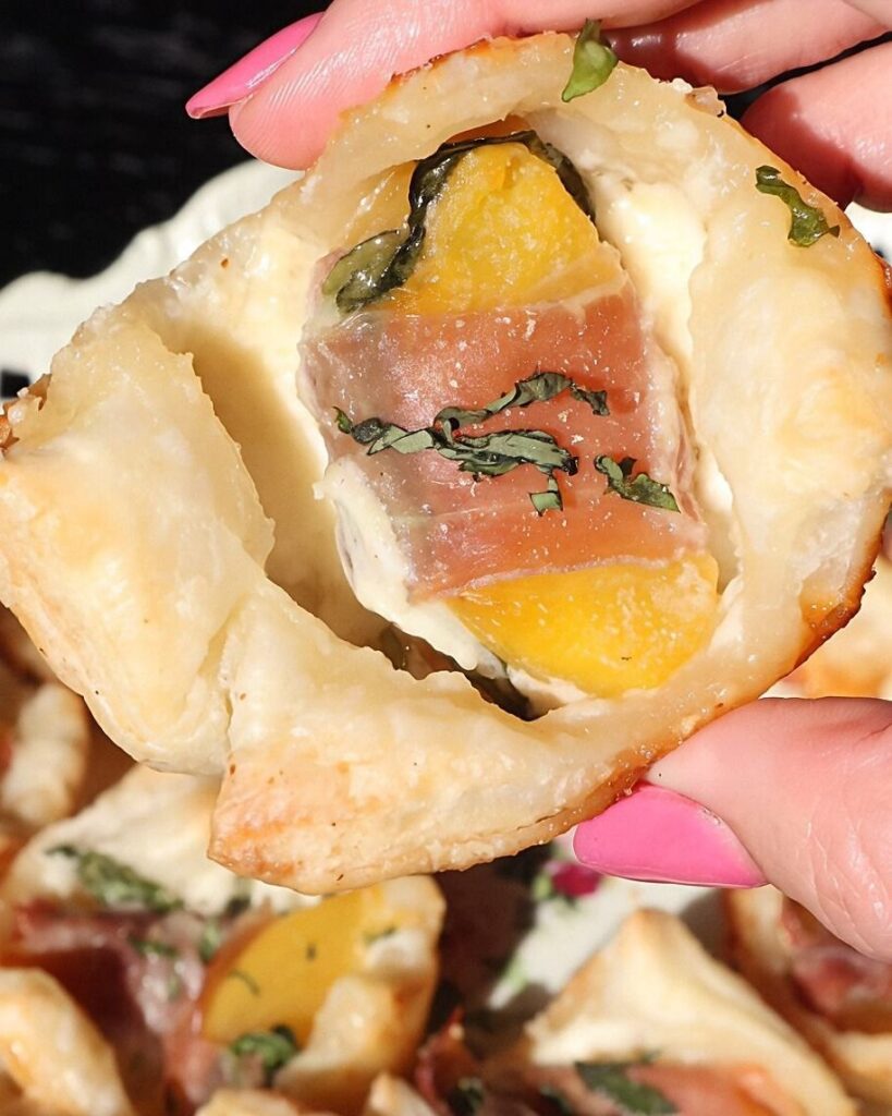 Peach Prosciutto Burrata Tarts