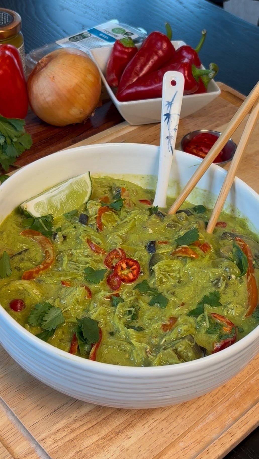 Thai Green Curry Chicken Noodle Soup