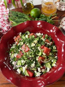 Watermelon Cucumber Feta Salad with Honey-Lime Vinaigrette